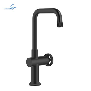 Matte Black Steampunk Industrial Pipe Kitchen Bar Faucet 1-Hole Solid Brass Lavatory Mixer Tap