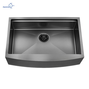 Luxury 16 Gauge Gunmetal Black 304 Stainless Steel Apron Front kitchen sink with ledge