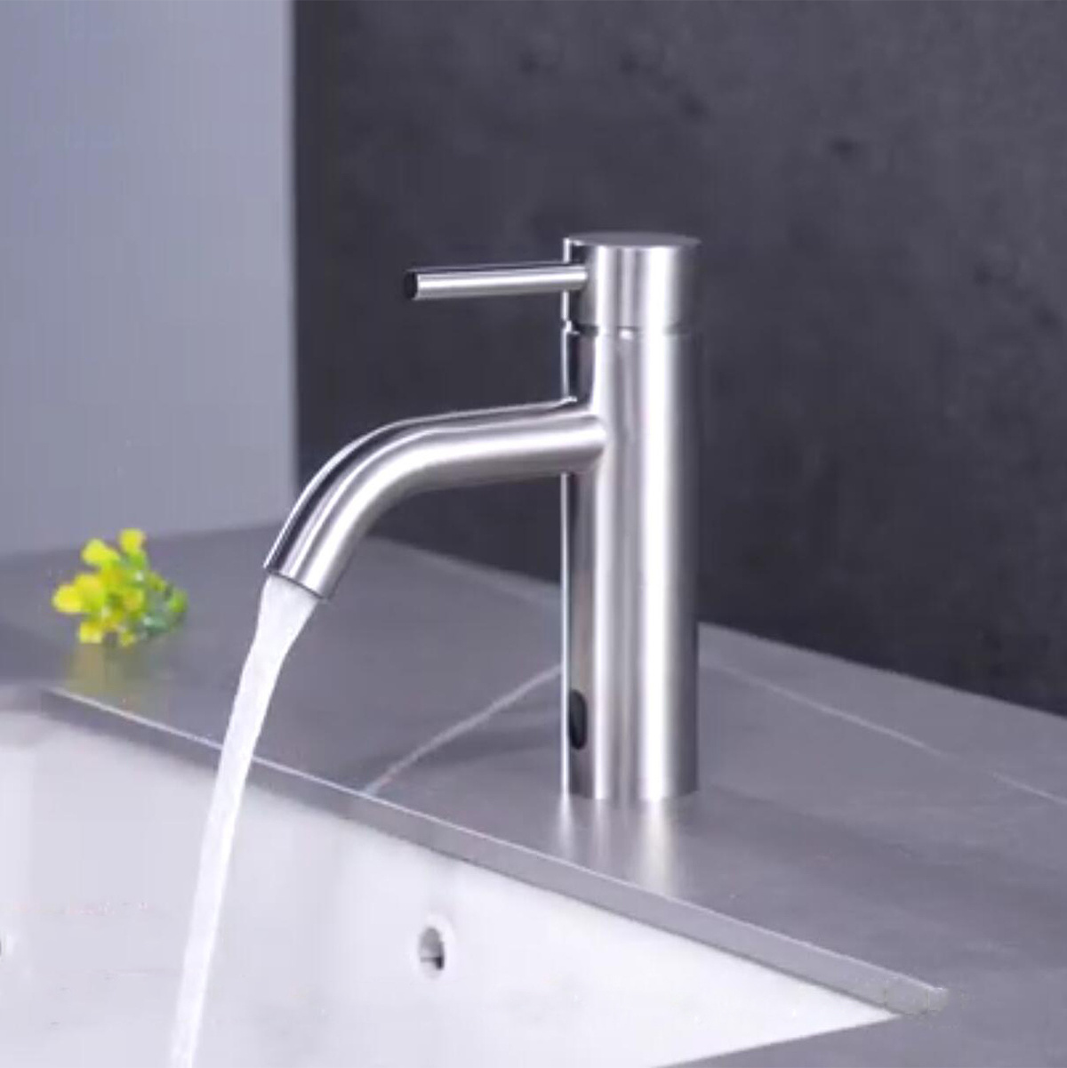 Automatic Sensor Touchless Chrome Hands Free Bathroom Sink Faucet with Temperature Mixer Intelligent Induction