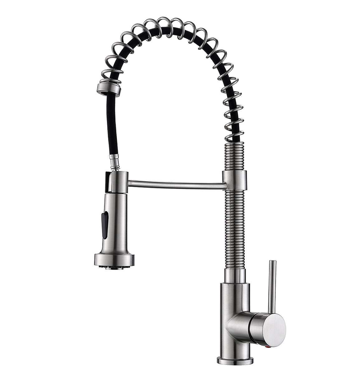 Kitchen Faucets Commercial Solid Brass Single Handle Single Lever Pull Down Sprayer Spring Kitchen Sink Faucet