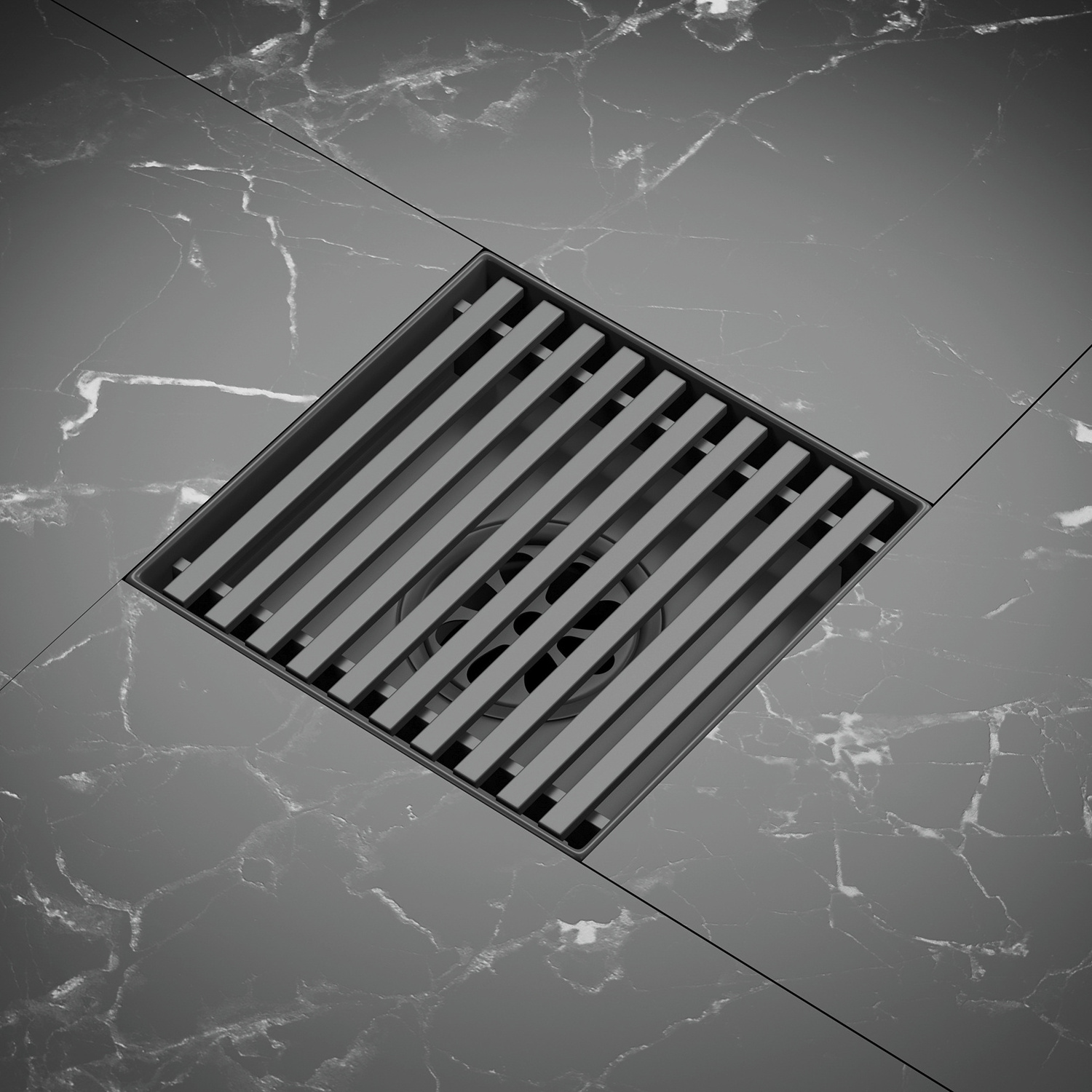 4 inch 304 Stainless steel Square Shower Floor Drain with Tile Insert Grate Removable Cover