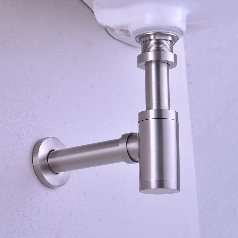 Factory Wholesale SUS P-Trap Old Style Wall Siphon Bottle Trap With Basin Pop Up Waste Plumbing Tube