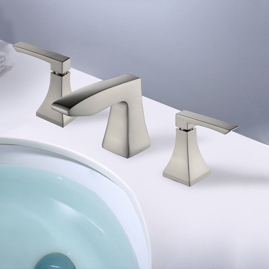 Aquacubic High end Three Holes Widespread CUPC Bathroom Sink Faucet