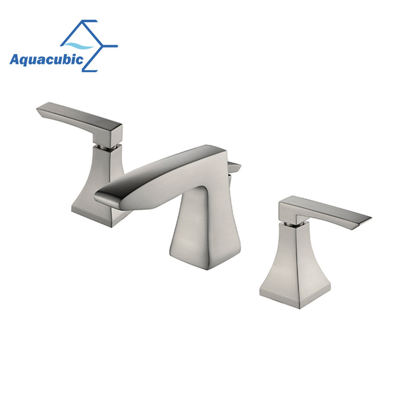 Aquacubic High end Three Holes Widespread CUPC Bathroom Sink Faucet