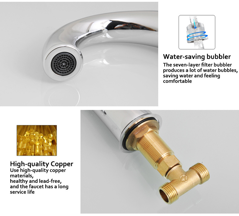 US Standard CUPC Three Holes Deck Mounted Gold Color Brass widespread Bathroom Faucet