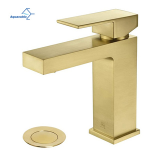 Aquacubic Top-selling CUPC CE certified Lead-free Brass Gold Single Handle Bathroom Basin Faucet