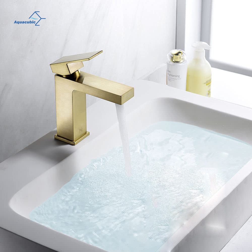 Aquacubic Top-selling CUPC CE certified Lead-free Brass Gold Single Handle Bathroom Basin Faucet