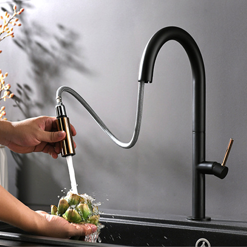 American Popular Hot and Cold Water Lead Free Brass Single Hole pull down Faucet kitchen