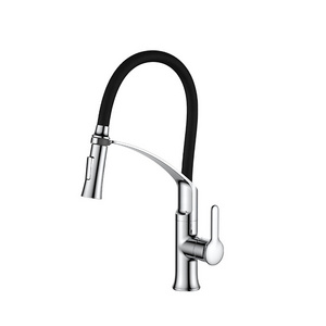 Custom factory Cupc Chrome Flexible Black Color 360 Swivel Rubber Neck Kitchen Faucet