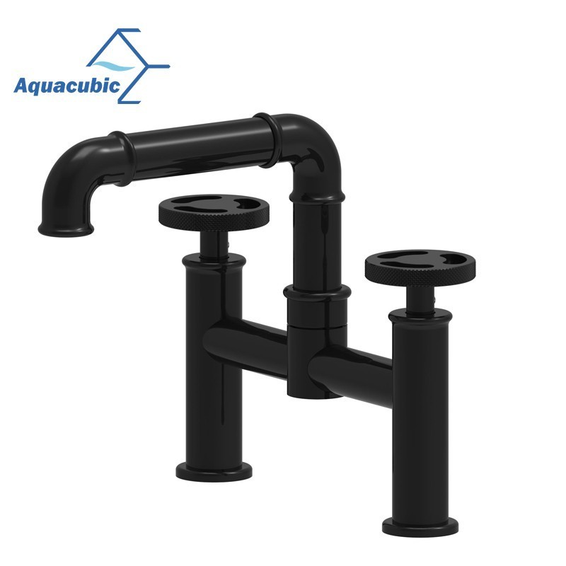 Aquacubic Bronze Matte Black Industry Bridge Bathroom Basin Mixer Faucet