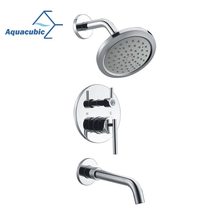 Aquacubic CUPC Wall Mounted Hot Cold Mixing Valve brass Bath Shower Faucet