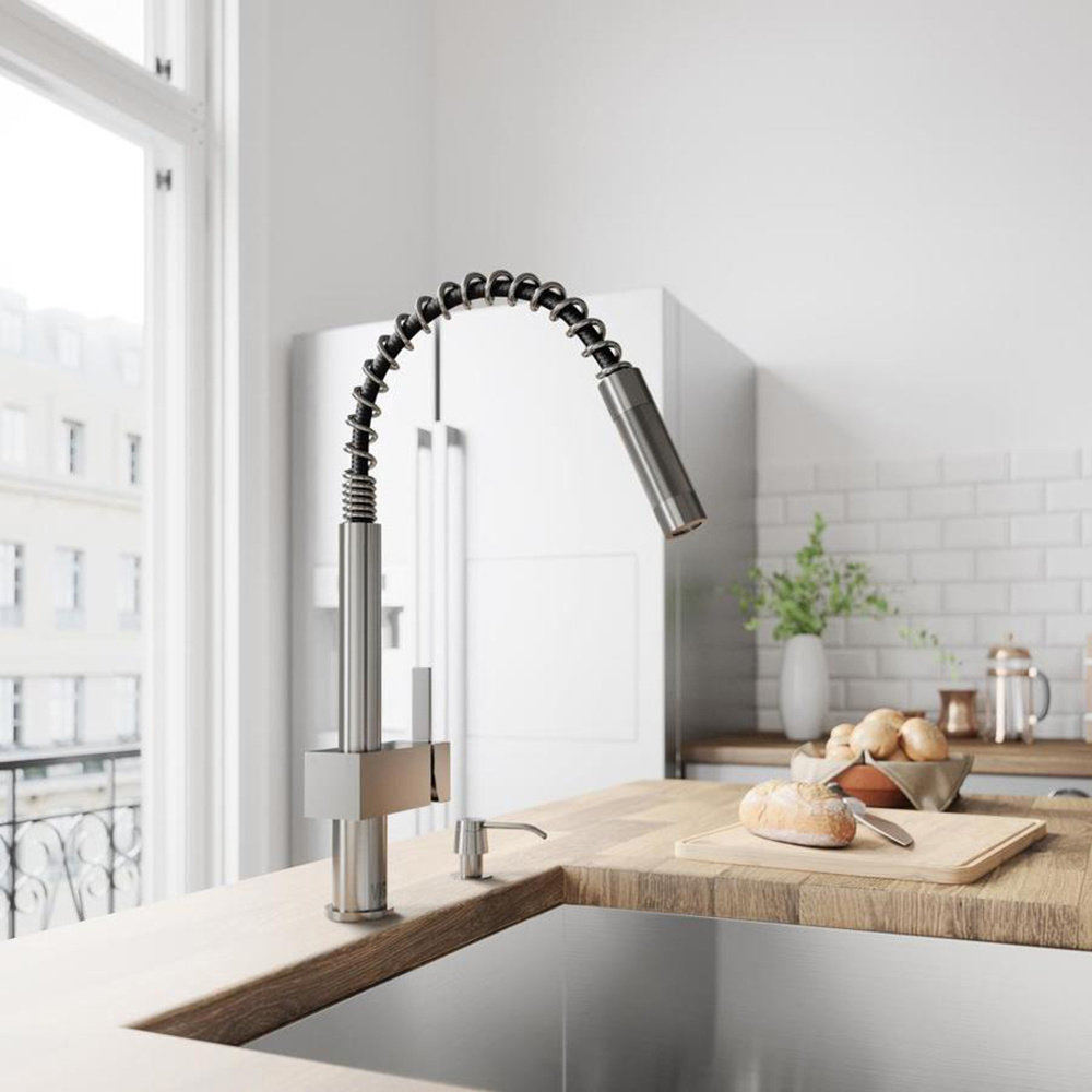 Aquacubic UPC WRAS Spring Pull Down Swan Stainless Steel Kitchen Faucet