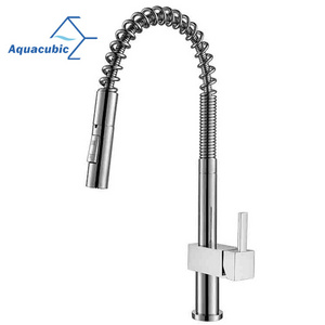 Aquacubic UPC WRAS Spring Pull Down Swan Stainless Steel Kitchen Faucet