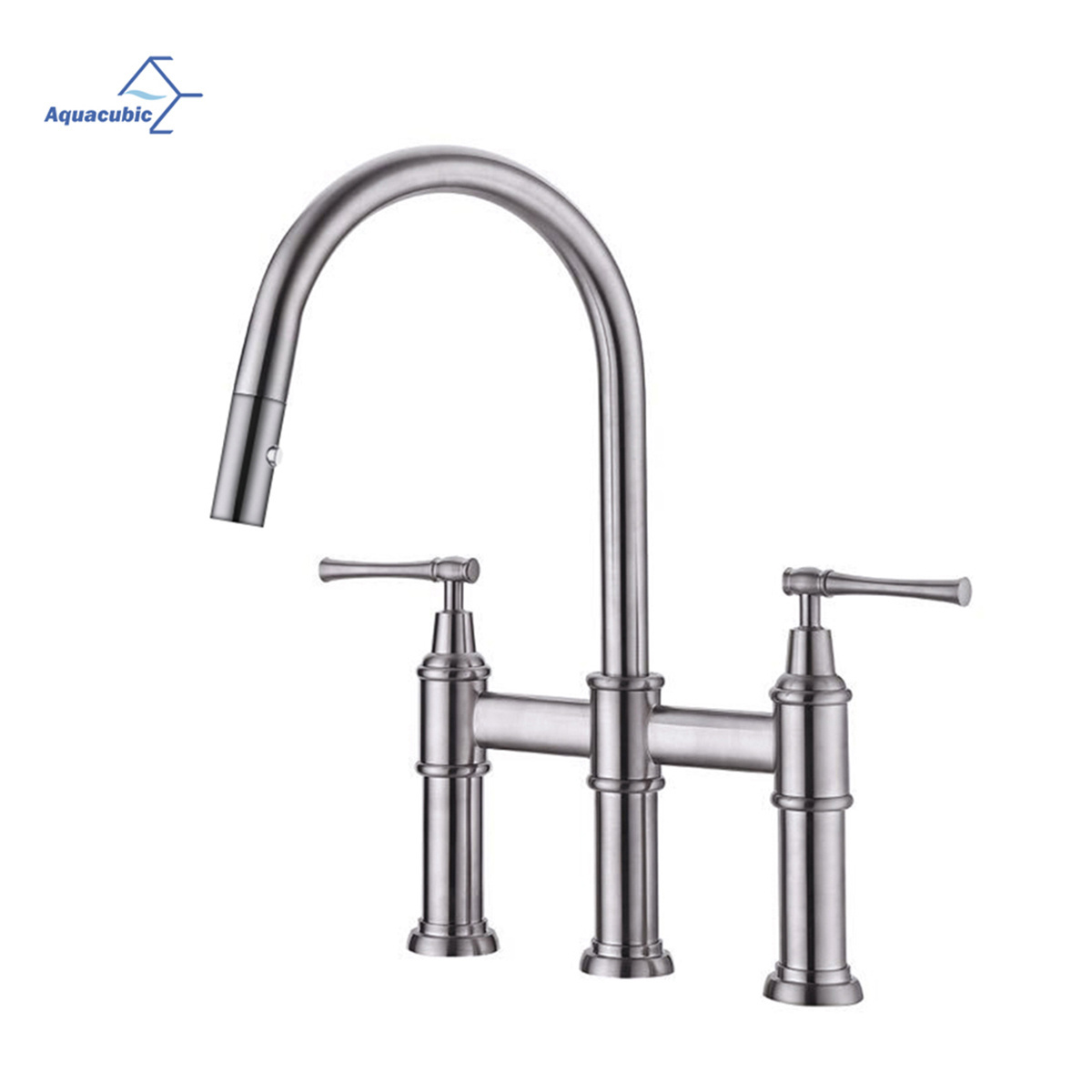 Luxury Classic Gooseneck Swan Bridge 3 Way Widespread Black Kitchen Faucet