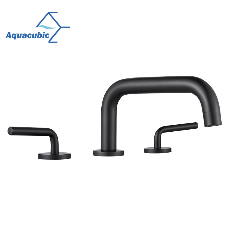 Aquacubic Black Bronze 8 Inch Widespread Washroom Wash Basin Low Arch Bathroom Faucet