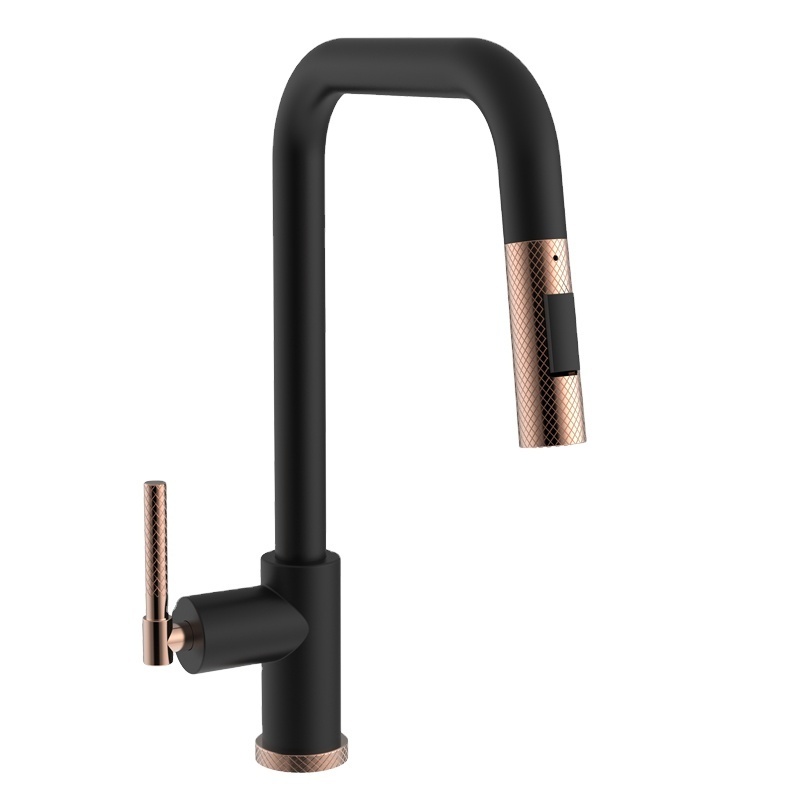 Aquacubic High Arc cUPC Matte Black Bronze Brass Pull Down Kitchen Sink Faucet