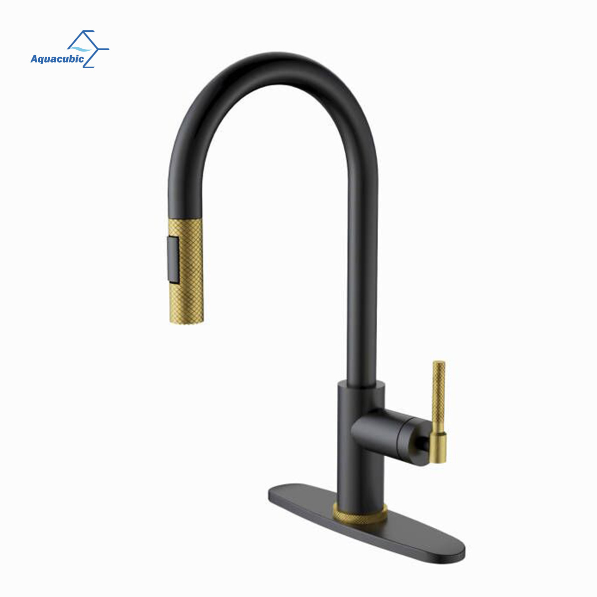 Aquacubic High Arc cUPC Matte Black Bronze Brass Pull Down Kitchen Sink Faucet