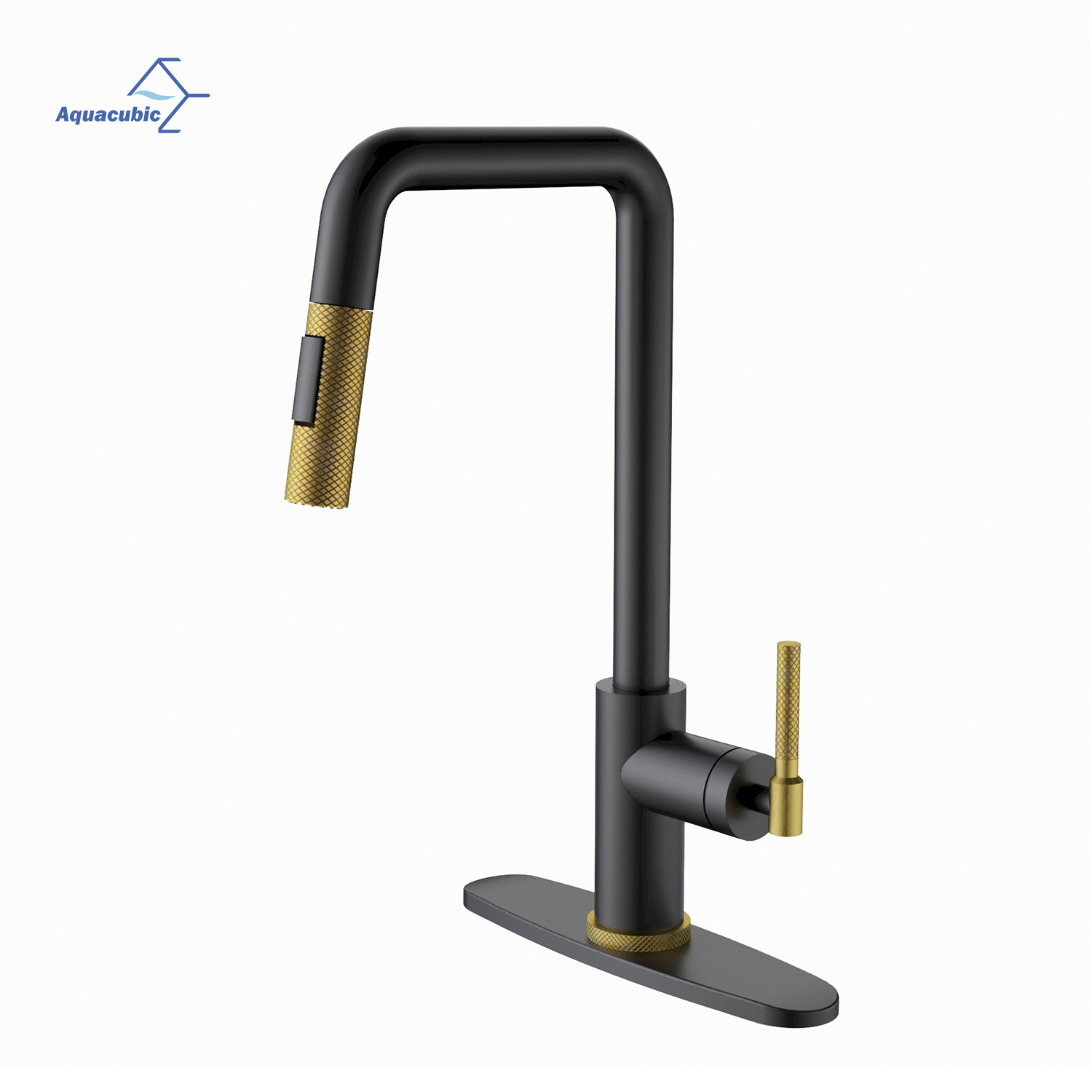 Aquacubic High Arc cUPC Matte Black Bronze Brass Pull Down Kitchen Sink Faucet