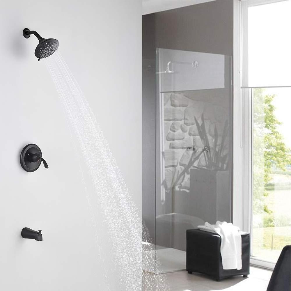 Aquacubic UPC Certified Black Multifunctional Wall Mounted Brass Bathroom Shower Faucet