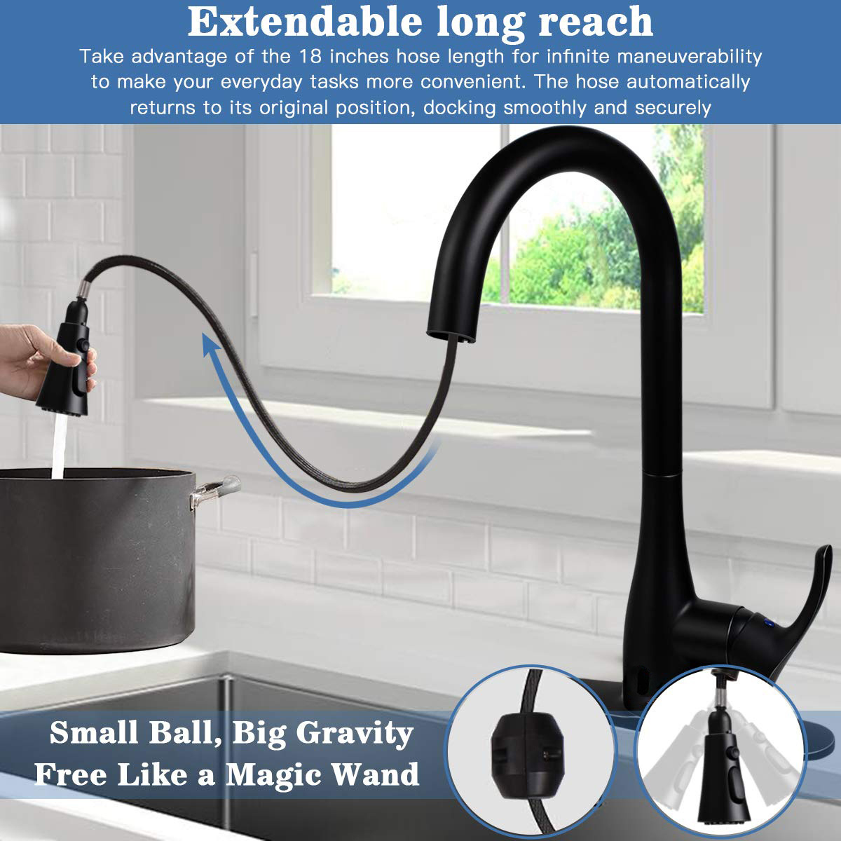 Aquacubic Infrared Sensor Kitchen Sink Faucets Spring Mixer Pull Down Tap Smart Sense Faucets