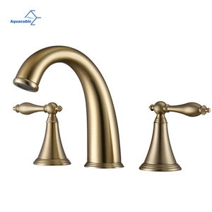 2023 UPC Bathroom Brass Dual Handle 8 inch Widespread Gold Lavatory Basin Faucet