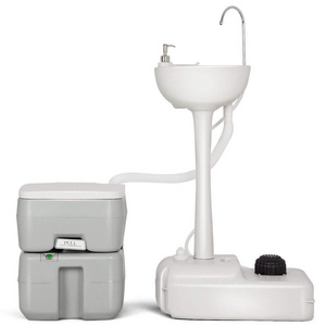 Portable Hand Washing Station Outdoor with Foot Pump,with Towel Holder & Soap Dispenser,19L Water Capacity and Rolling Wheels