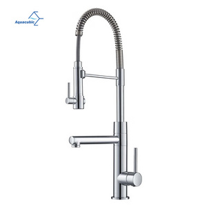 Classic Chrome Water Tap Extendable Hose Single Headed Pre Rinse Kitchen Faucet With Sprayer