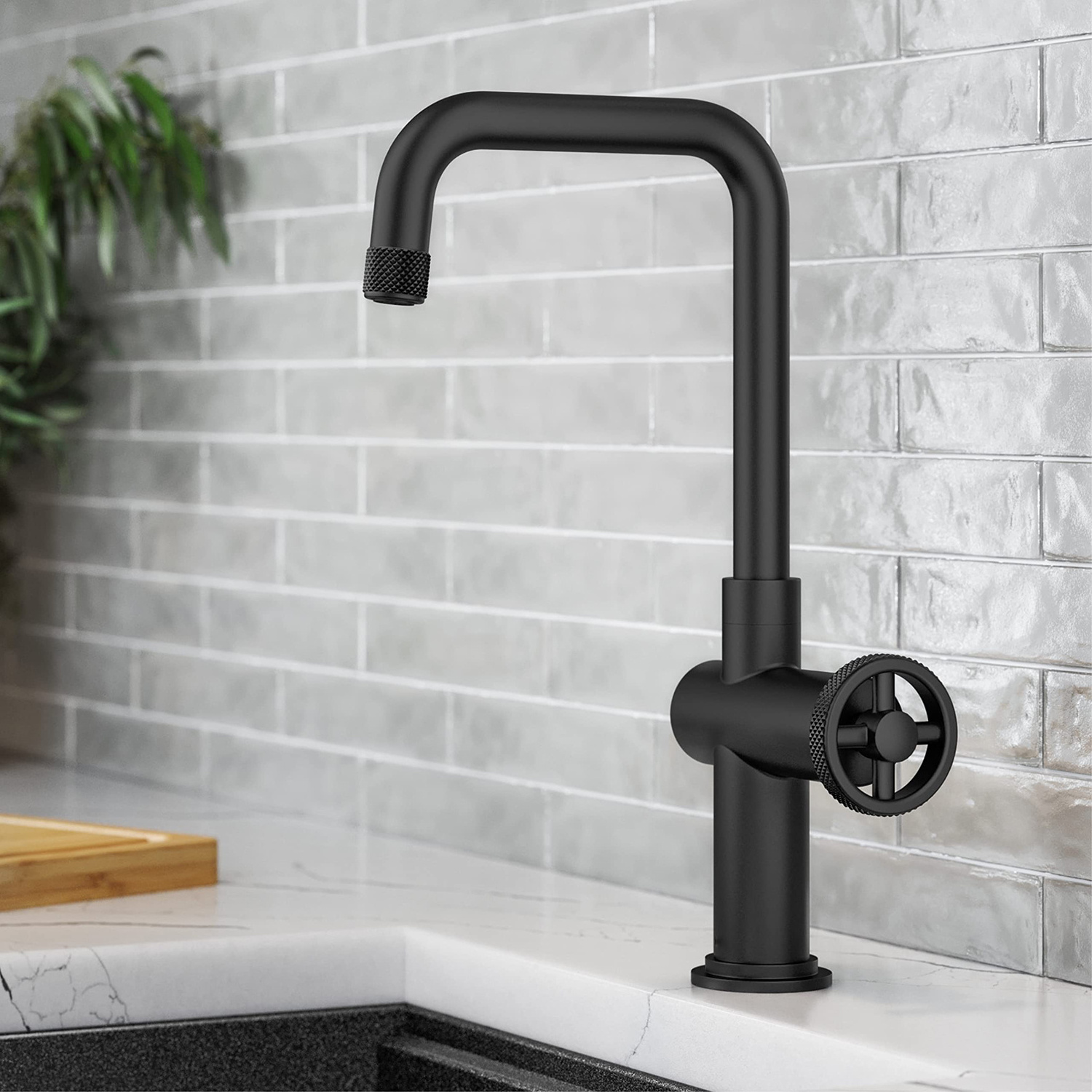 Matte Black Steampunk Industrial Pipe Kitchen Bar Faucet 1-Hole Solid Brass Lavatory Mixer Tap