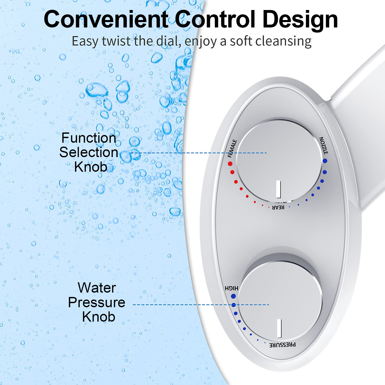 Portable Bidet for Toilet Non-Electric Bidet Toilet Seat Attachment with Water Pressure Control