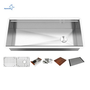 Aquacubic Large 42 Inch Undermount Workstation Sinks 304 Stainless Steel Kitchen Sink with Ledge