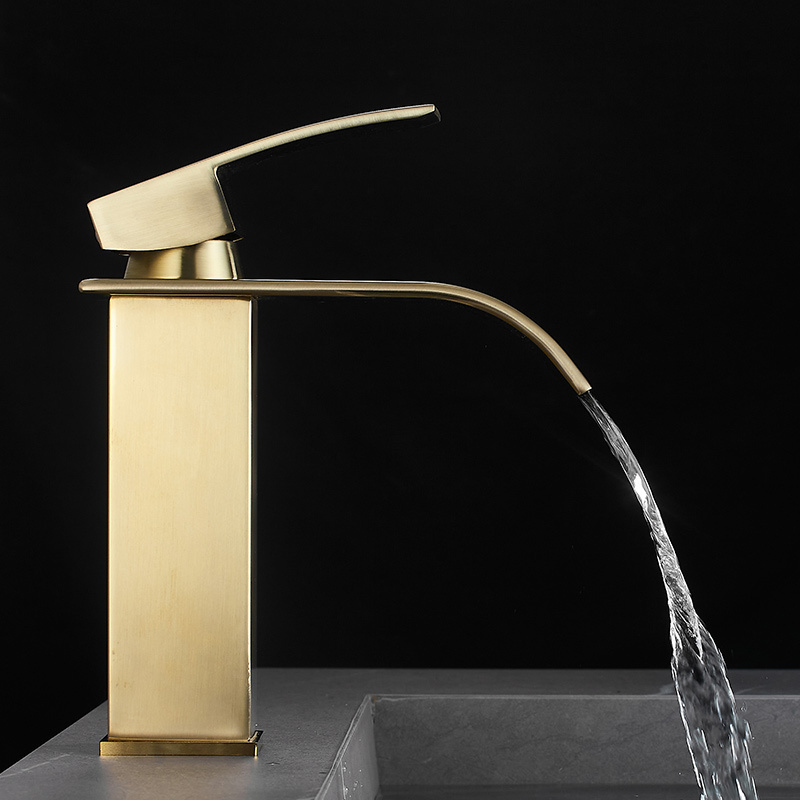 Basin Waterfall Faucet SUS304 Faucet Single Hole Cold & Hot Water Tap Lavatory Sink Mixer Tap