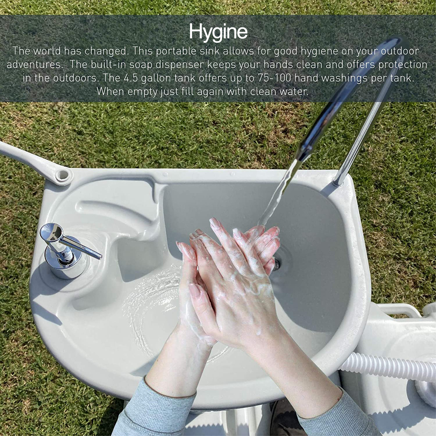 Portable Hand Washing Station Outdoor with Foot Pump,with Towel Holder & Soap Dispenser,19L Water Capacity and Rolling Wheels