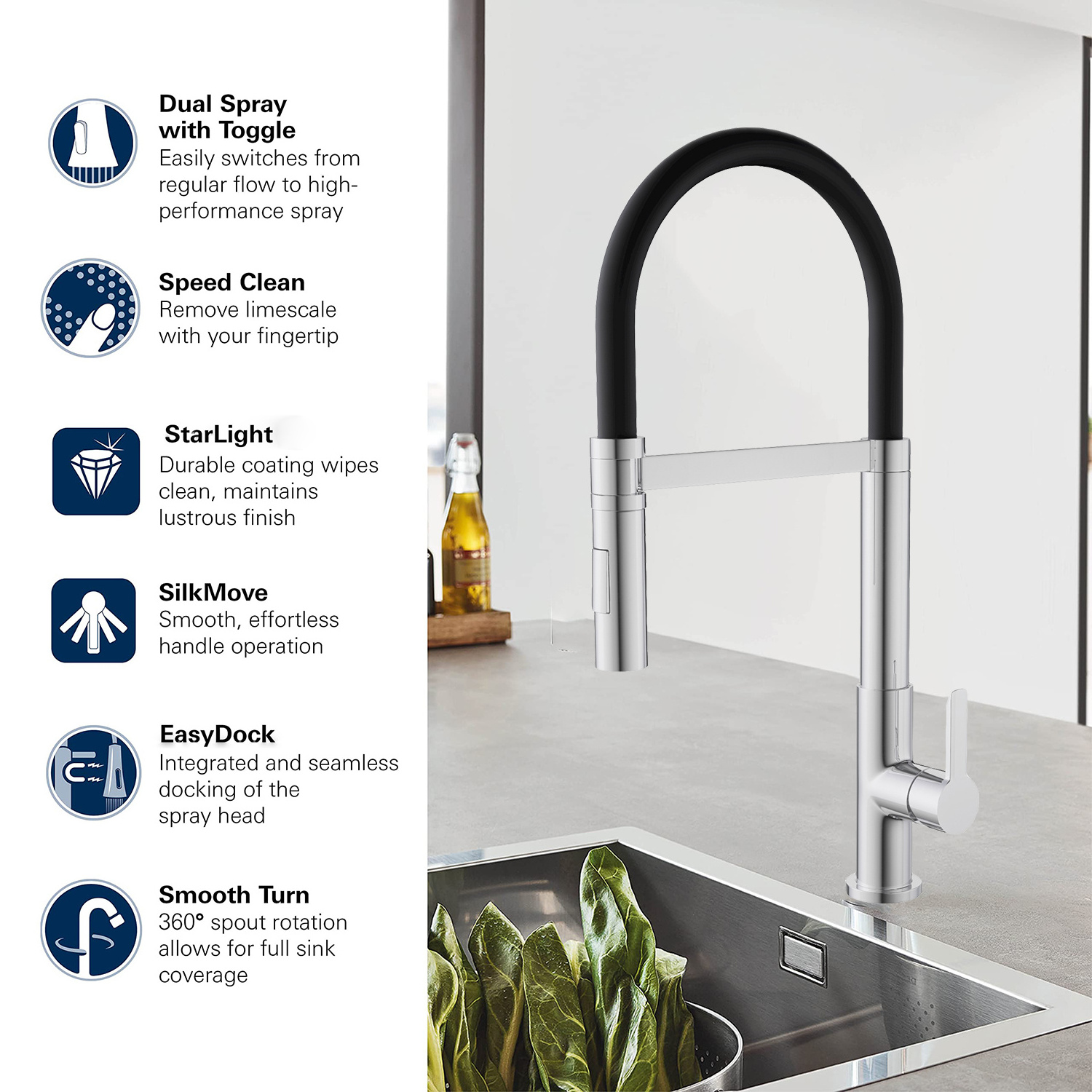 Guangzhou Flexible Hose Single Lever Vanity Pull Out Kitchen Faucet Black Water Tap Sink Mixer