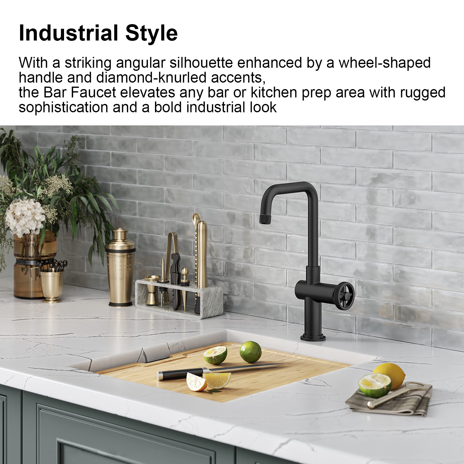 Matte Black Steampunk Industrial Pipe Kitchen Bar Faucet 1-Hole Solid Brass Lavatory Mixer Tap