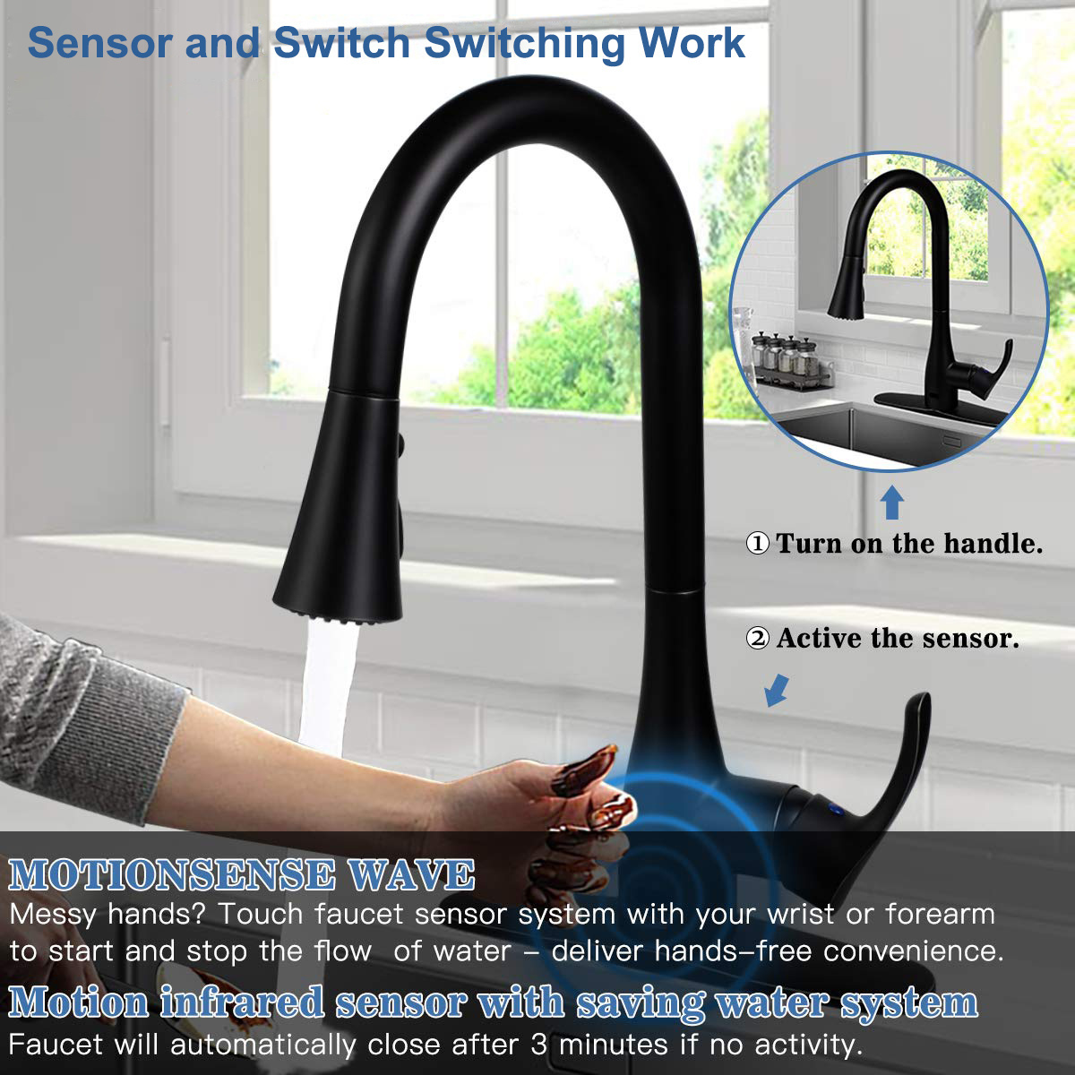 Aquacubic Infrared Sensor Kitchen Sink Faucets Spring Mixer Pull Down Tap Smart Sense Faucets