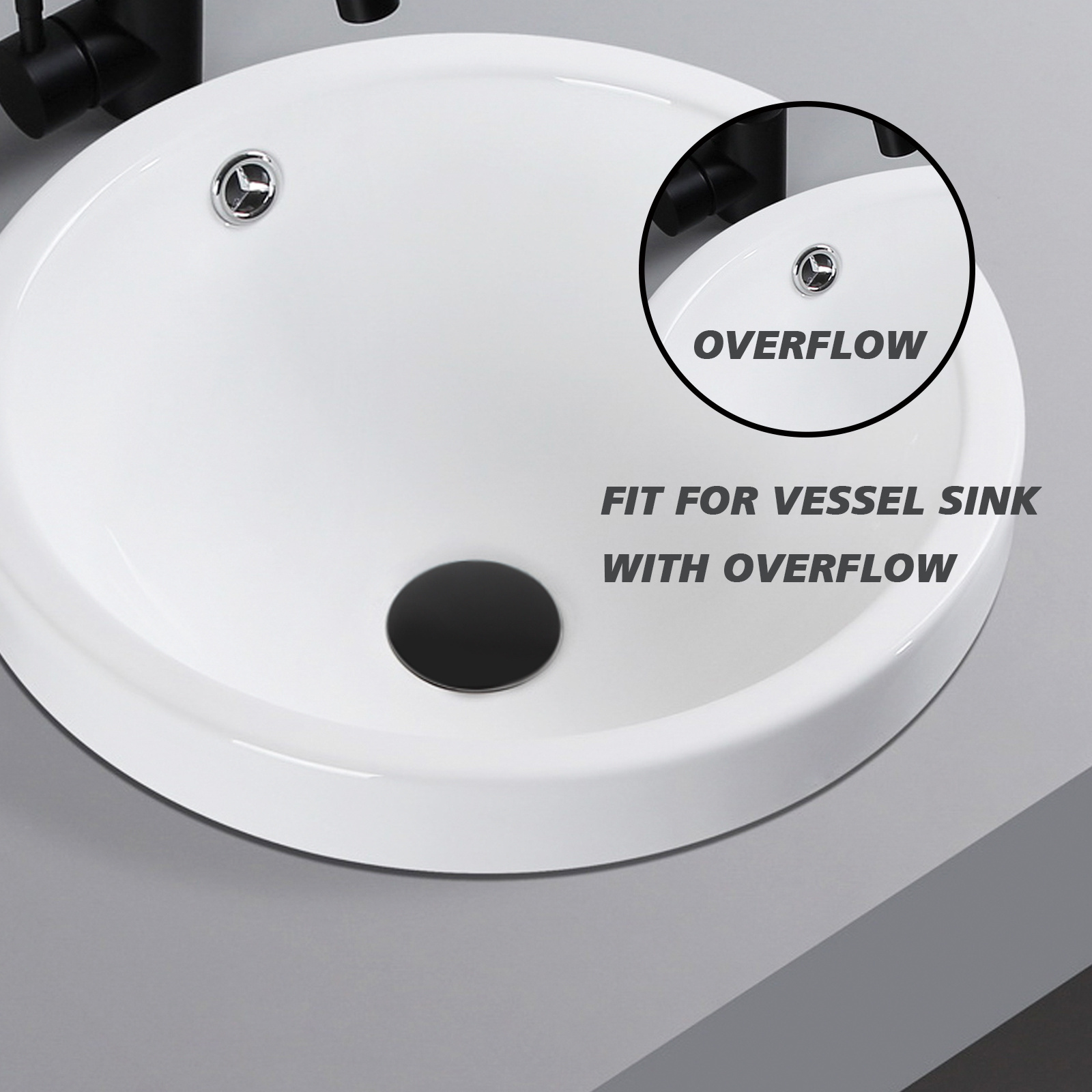 Wholesale Black Vessel Sink Drain, Built-in Anti-Clogging Strainer for Basin and RV Sink, with Overflow