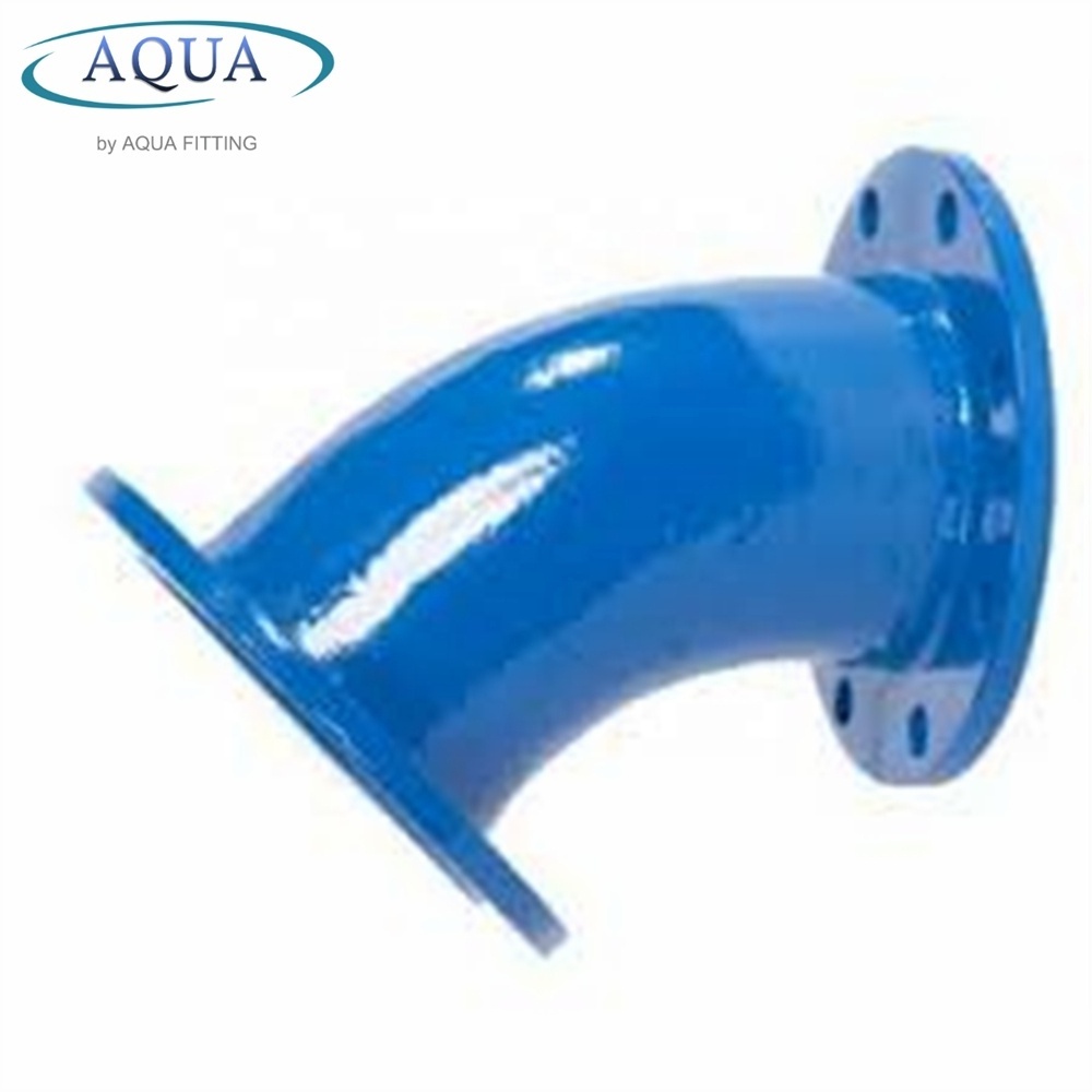 ISO2531 Ductile Iron Pipe Fitting Double Flange 45  Degree Elbow Bend for Water Pipe