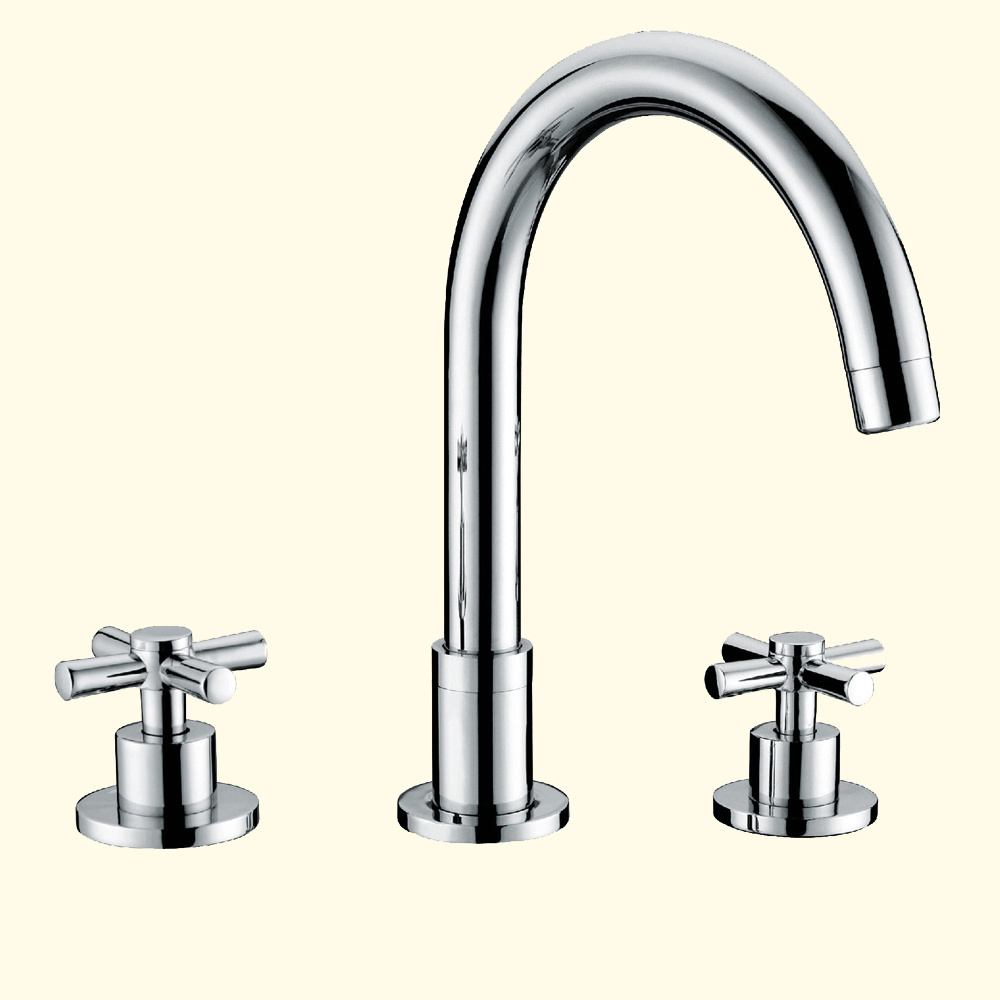 Double Handles Wall Mounted Black Brass Bathroom Faucet