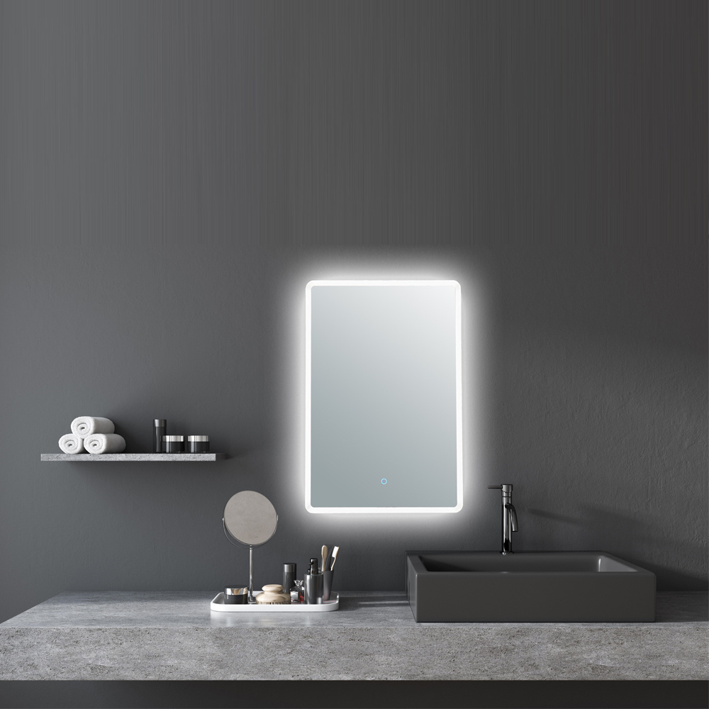 Sanding Edge Back Lights Bath Makeup Mirror Bathroom LED Mirror With Sensor Touch Switch