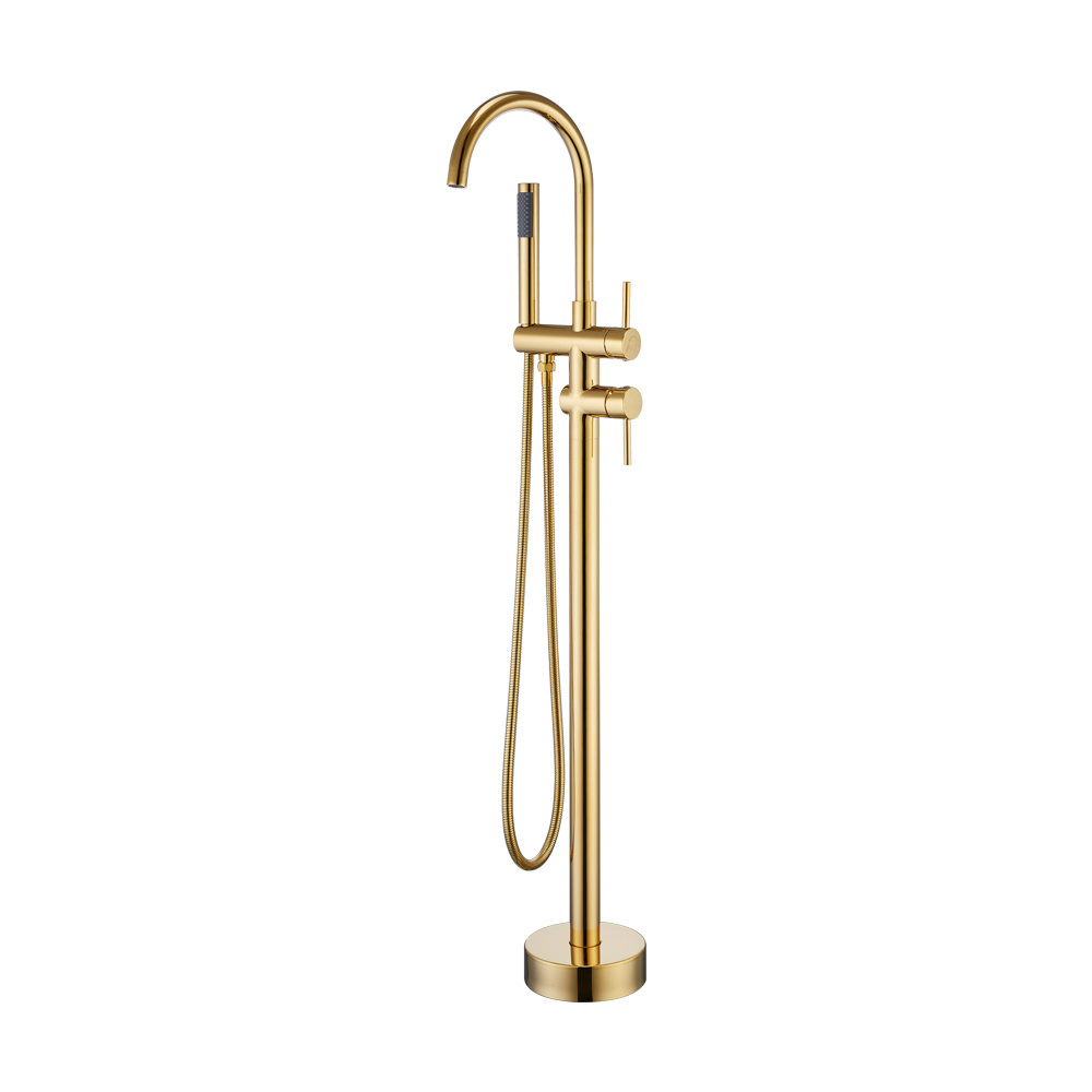 Gold UPC Solid Brass Lead Free Stand Bathtub Faucet