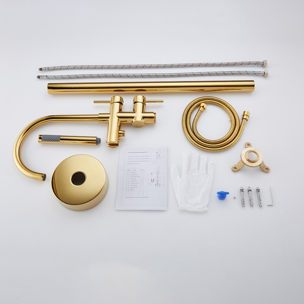 Gold UPC Solid Brass Lead Free Stand Bathtub Faucet