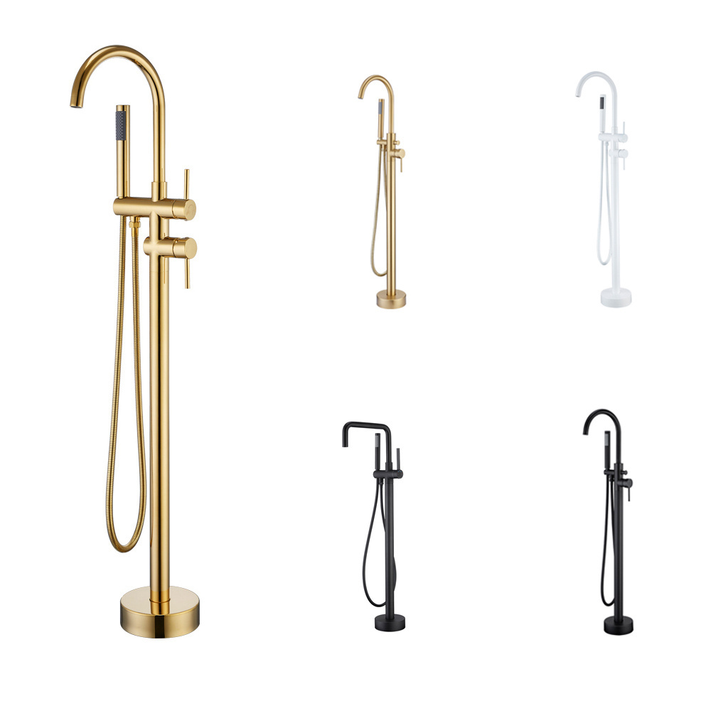 Gold UPC Solid Brass Lead Free Stand Bathtub Faucet