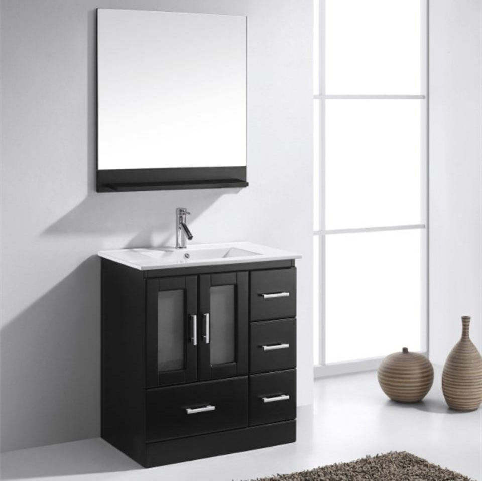 Glass Door Shaker Bathroom Vanity Free Standing Bathroom Furniture With Linen Cabinet