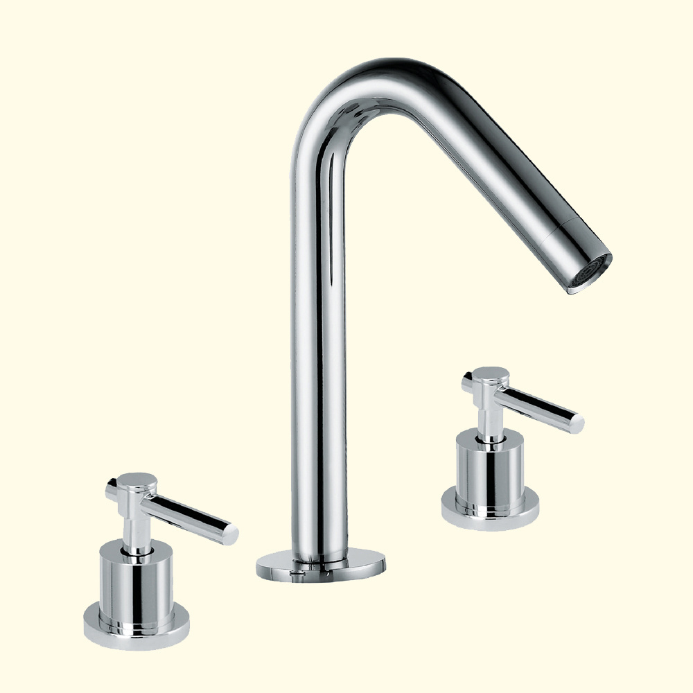 Double Handles Wall Mounted Black Brass Bathroom Faucet