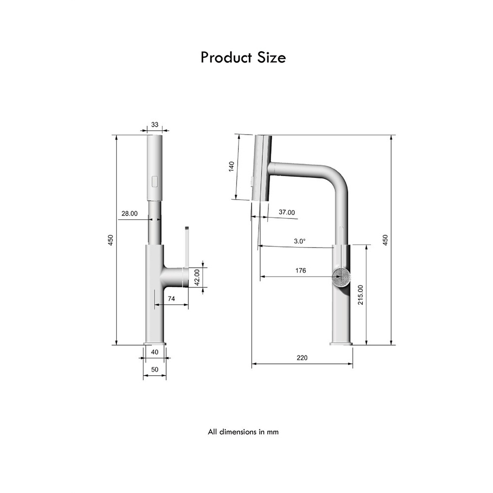 New Design Hot and Cold Water Supplied Deck Mounted Gun Metal Finish Brass With Switch Spout Kitchen Mixer Faucet