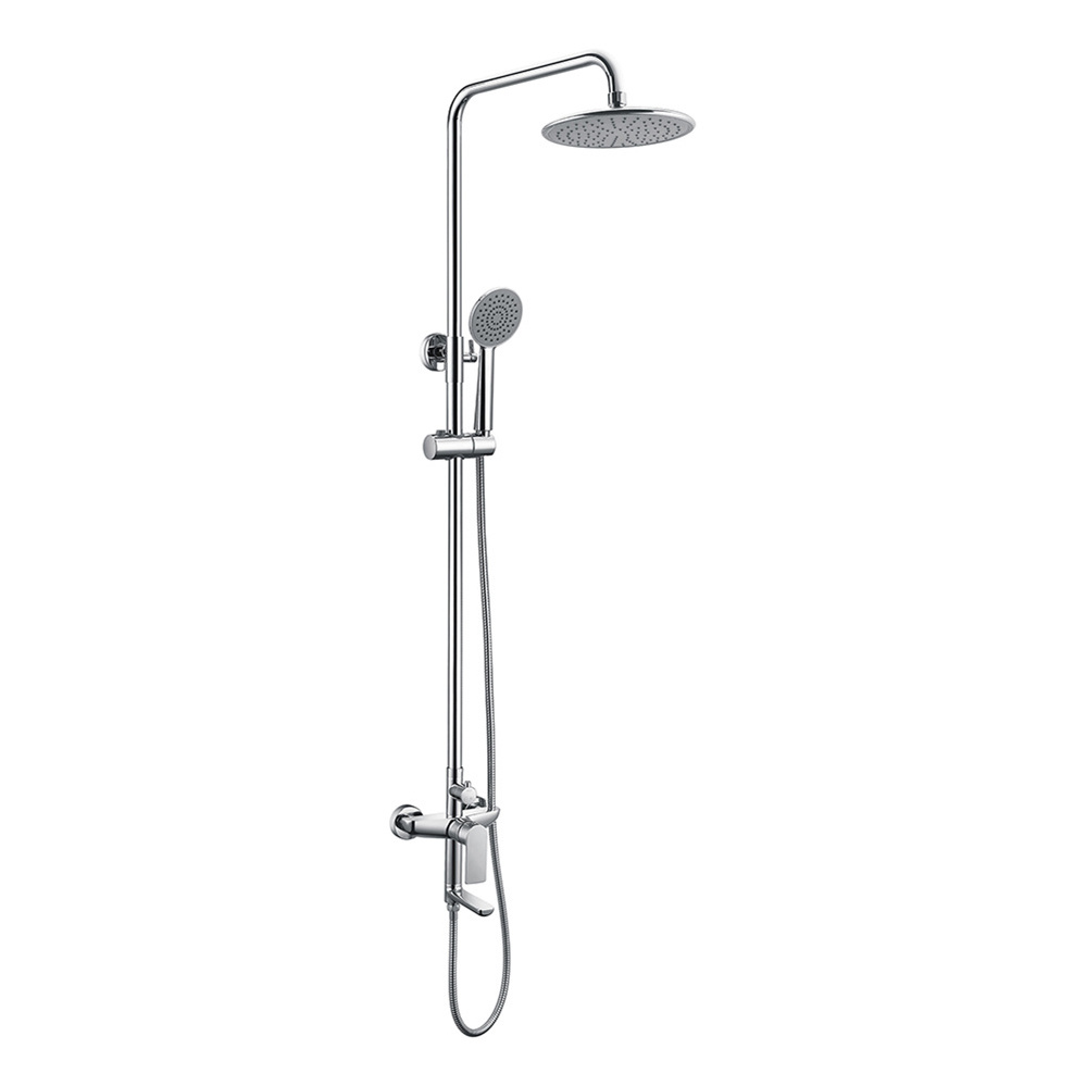 Luxury Modern Chrome Exposed Shower Mixer Set European Hotel Brass Bathroom Faucet With ABS Head