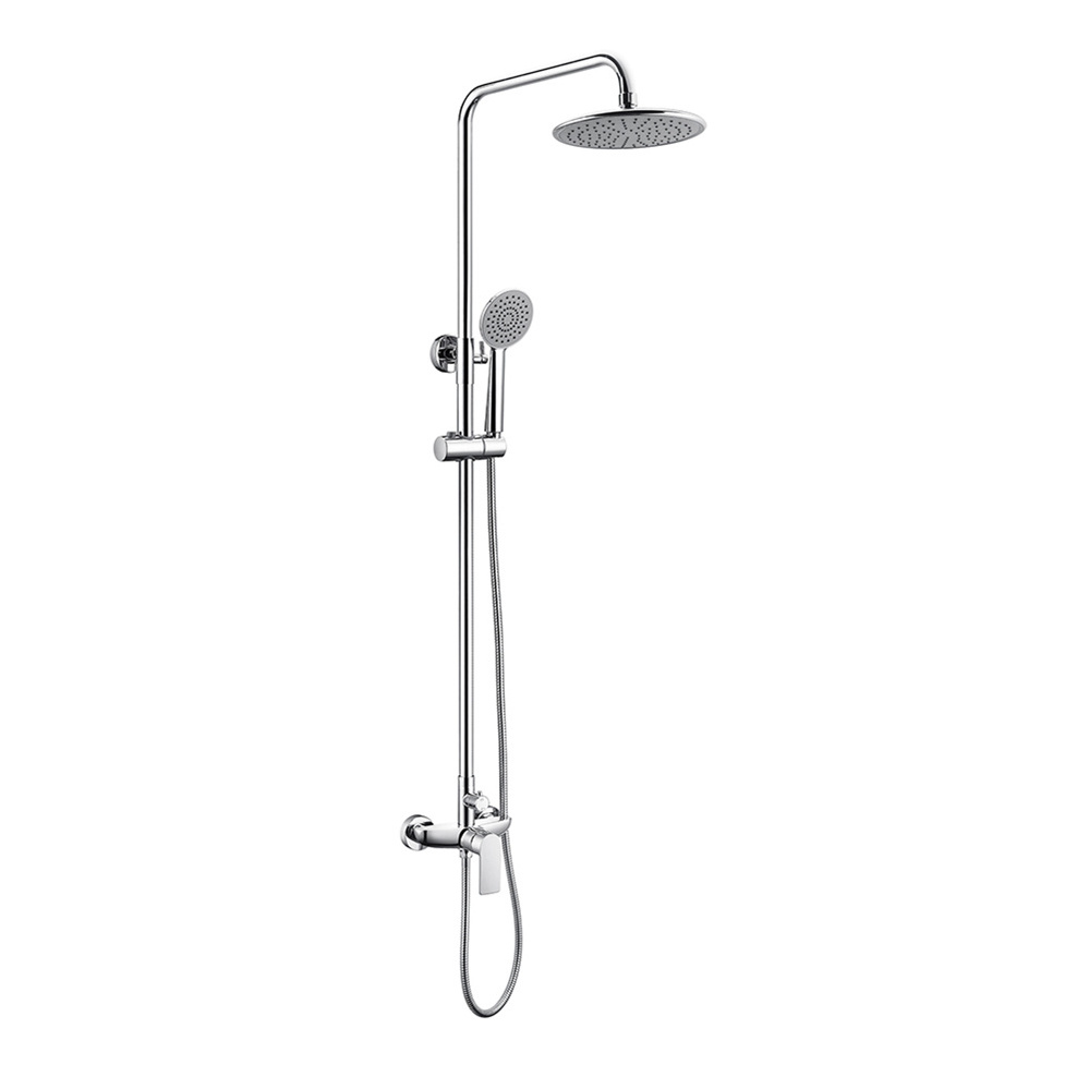 Luxury Modern Chrome Exposed Shower Mixer Set European Hotel Brass Bathroom Faucet With ABS Head