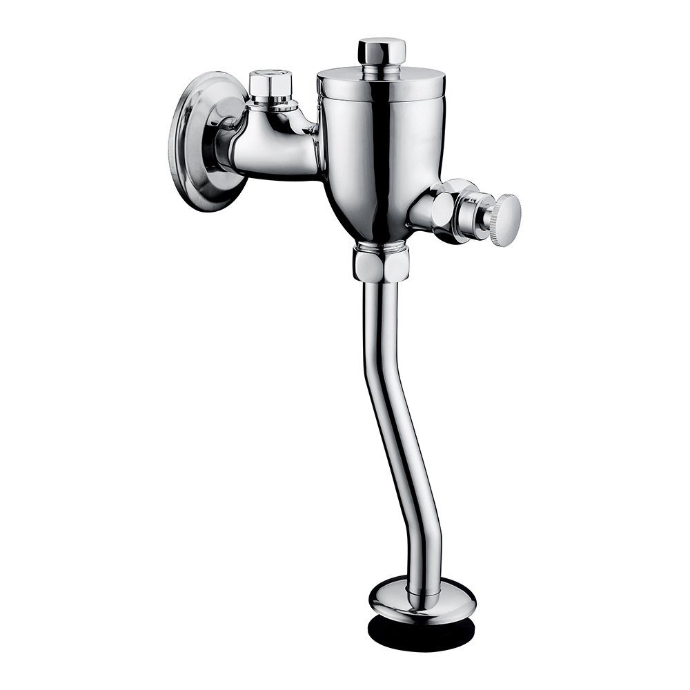 Desk Mounted Chrome Finished Brass Self Closing Basin Tap Mixer Round Handle Delay Action Basin Faucet