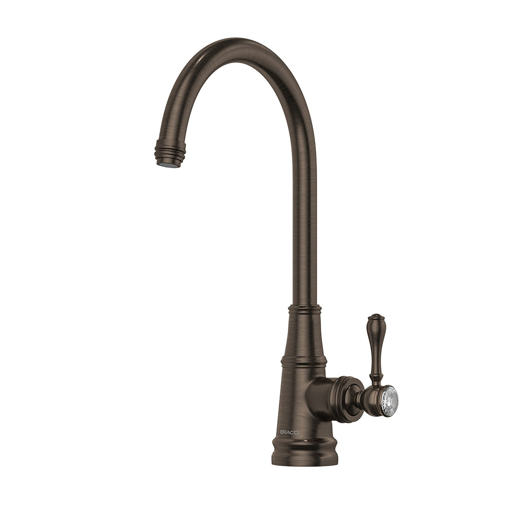 Antique Style Single Hole Deck Mounted Kitchen Mixer Brass Hot Cold Water Single Handle Kitchen Sink Faucet