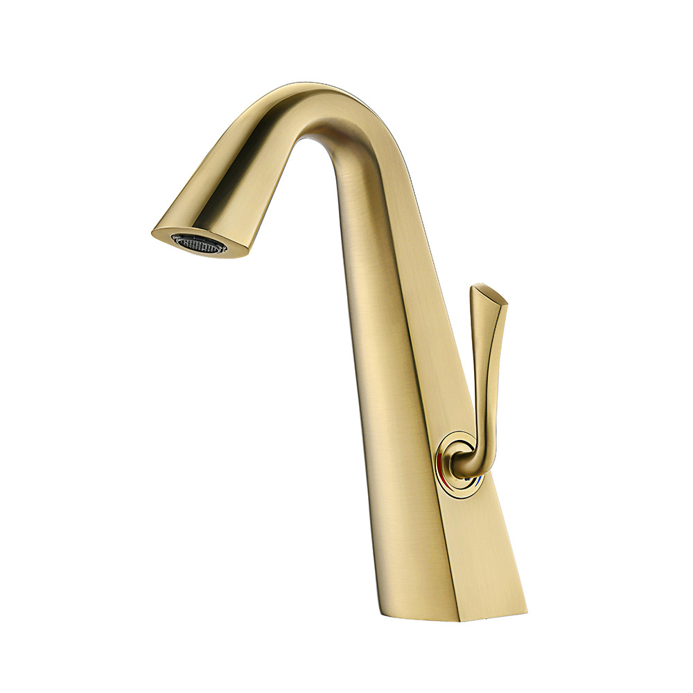 Fancy Wash Faucet Deck Mounted Single Hole Hot Cold Water Wash Sink Mixer Rose Gold White Finish Brass Basin Faucet